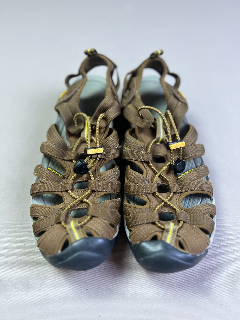 Keen Whisper Coffee Yellow Brown Waterproof Women's Hiking Sandals 9.5